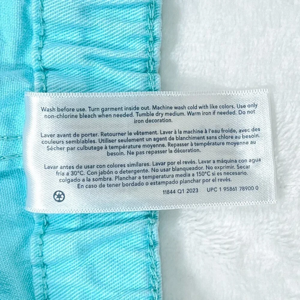 OshKosh B'Gosh Denim Style Shorts | Toddler Girls | 4T | Aqua | Distressed